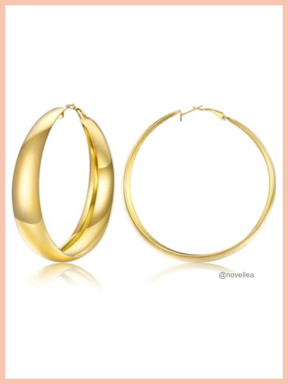 Chunky 14K Gold Plated Hoop Earrings for Women Large Wide Lightweight